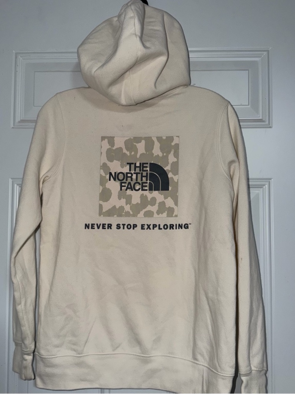 The North Face Cream Hoodie‎ with Camo Square Logo